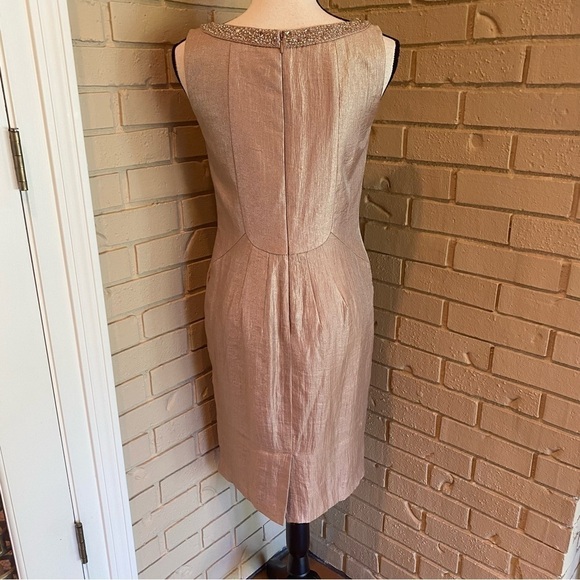 Adrianna Papell Gold Champagne Beaded Cocktail Party Dress Size 4 - Picture 5 of 10